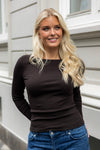 Petronella Rib Boatneck Dark Brown