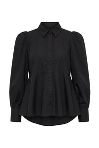 Poplin Peplum Blouse Black