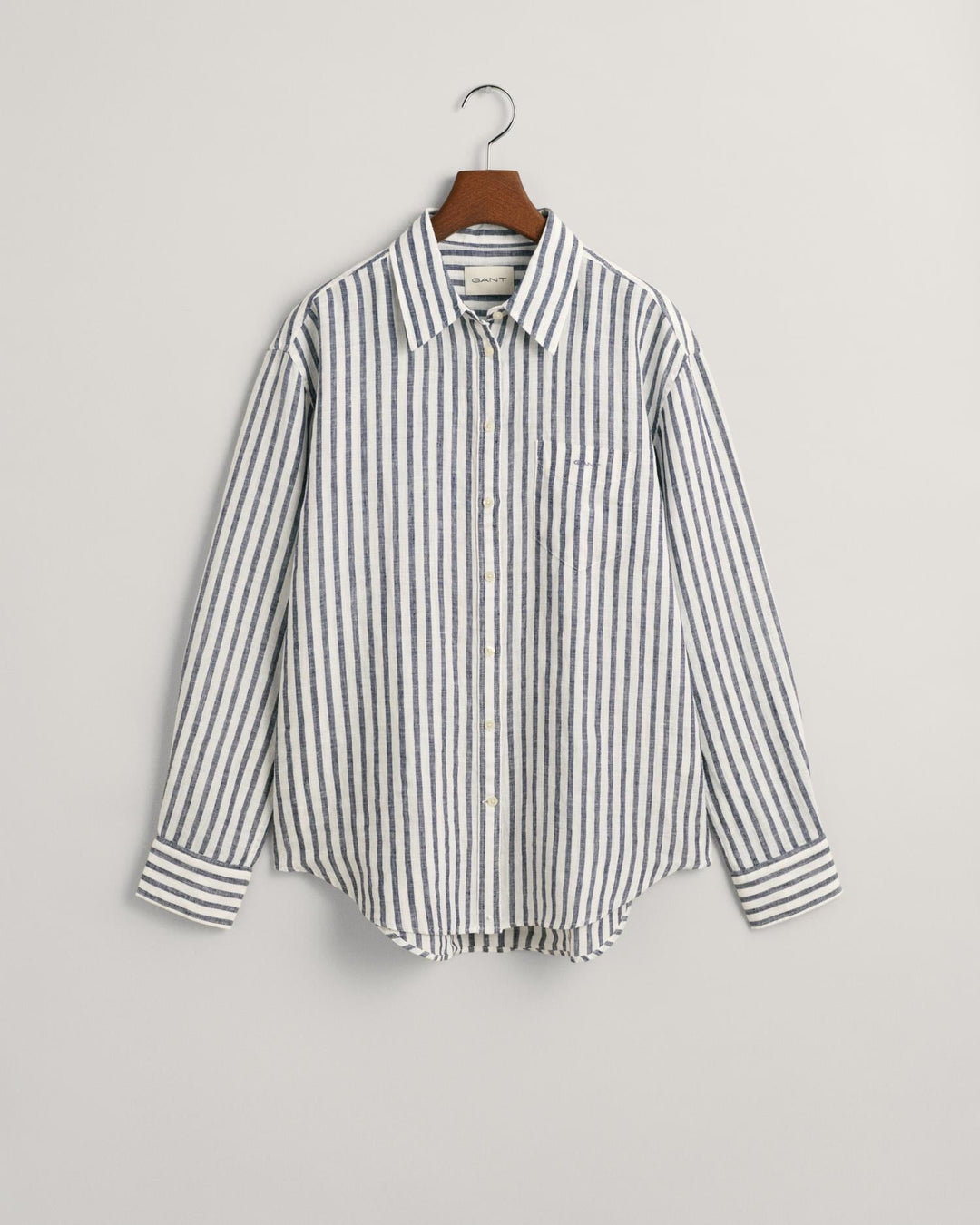 Relaxed Fit Striped Linen Shirt Evening Blue | Skjorter og bluser | Smuk - Dameklær på nett
