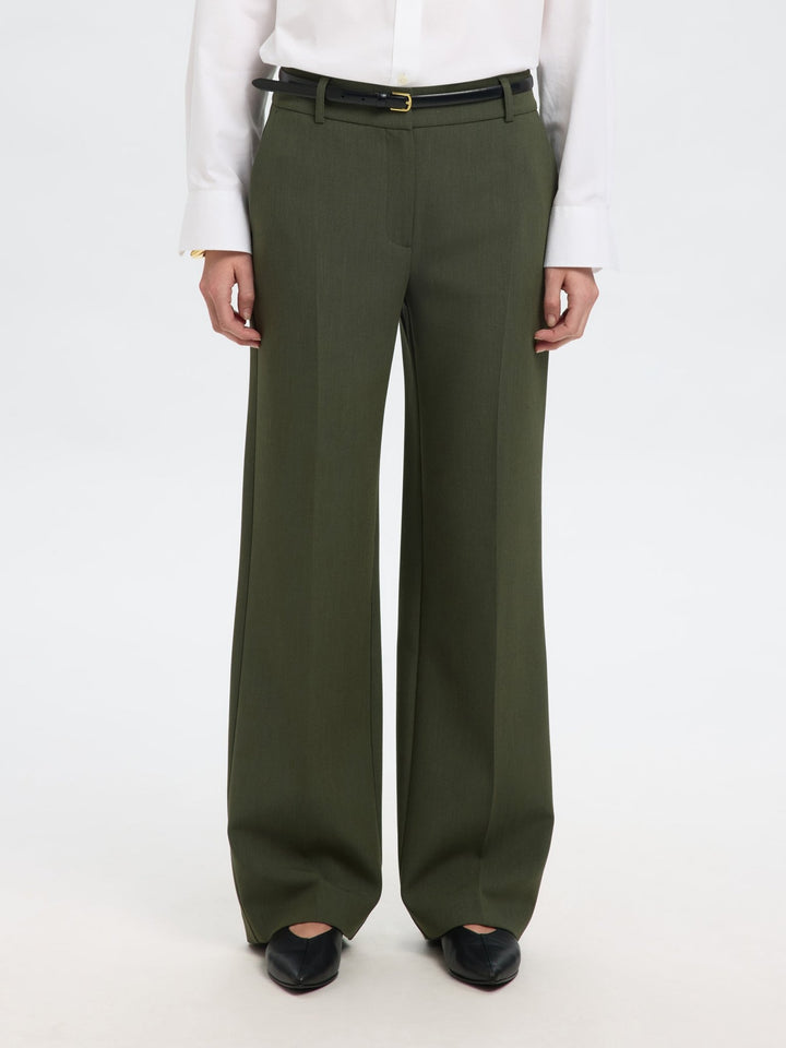 Rita Mw Wide Pant Mel Deep Depths Melange | Bukser | Smuk - Dameklær på nett