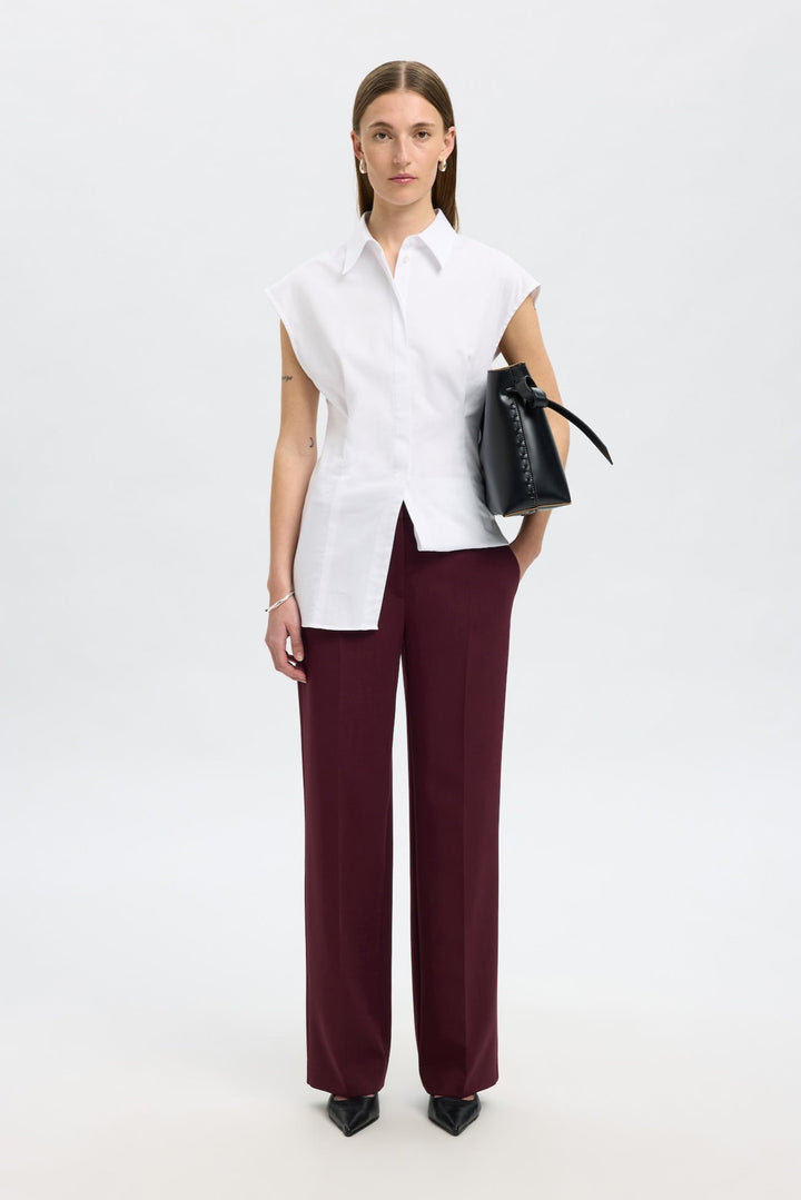 Rita Mw Wide Pant Mel Fig Melange | Bukser | Smuk - Dameklær på nett