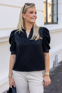 Roella Heavy Sateen Blouse Black