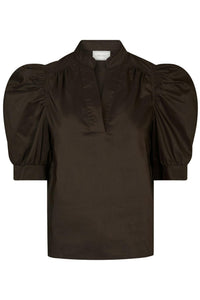 Roella Poplin Blouse Chocolate Brown
