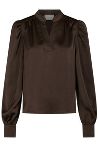 Rosslyn Heavy Sateen Blouse Dark Brown