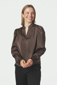 Rosslyn Heavy Sateen Blouse Dark Brown