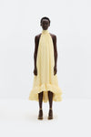 Sabrina Halterneck Ruffled Midi Dress Light Lemon