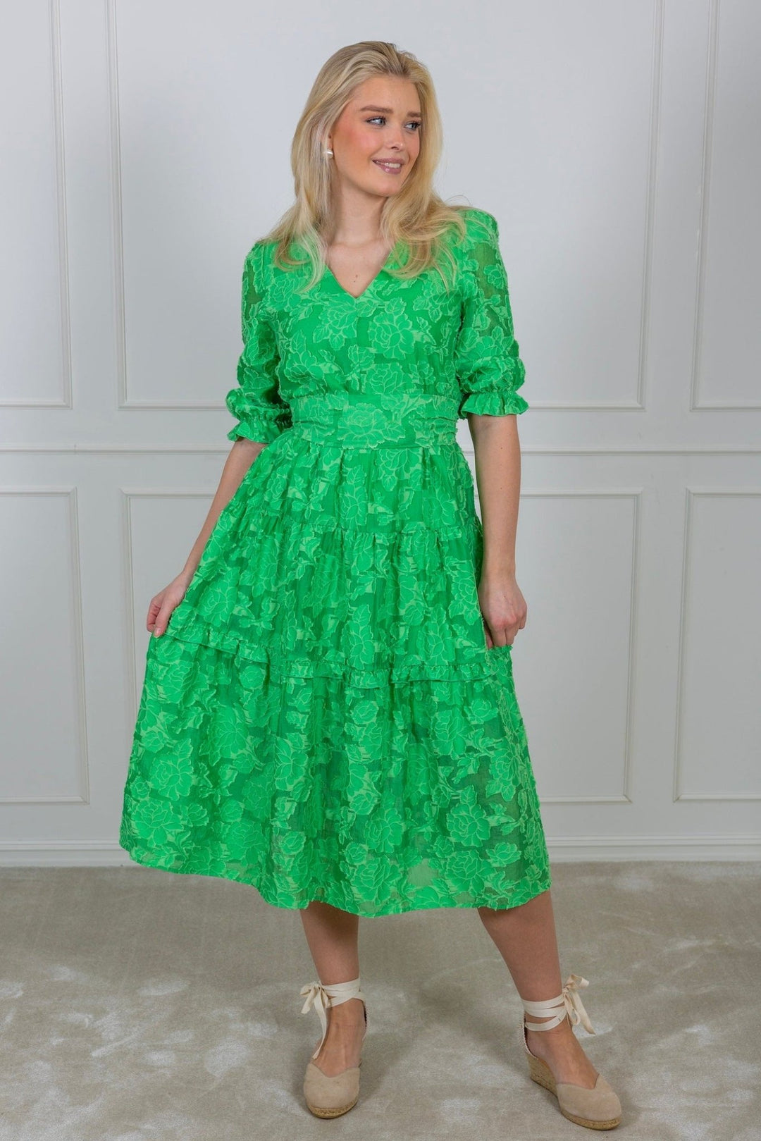 Sadie 3/4 Midi Dress B Absinthe Green | Kjoler | Smuk - Dameklær på nett