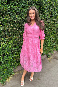 Sadie 3/4 Midi Dress B Rosebloom