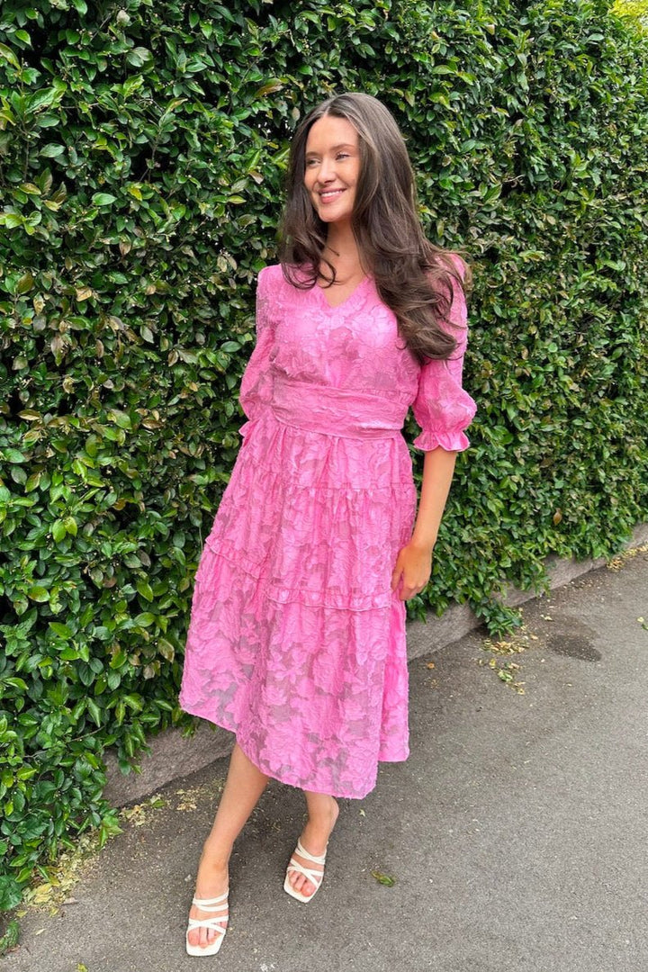 Sadie 3/4 Midi Dress B Rosebloom | Kjoler | Smuk - Dameklær på nett