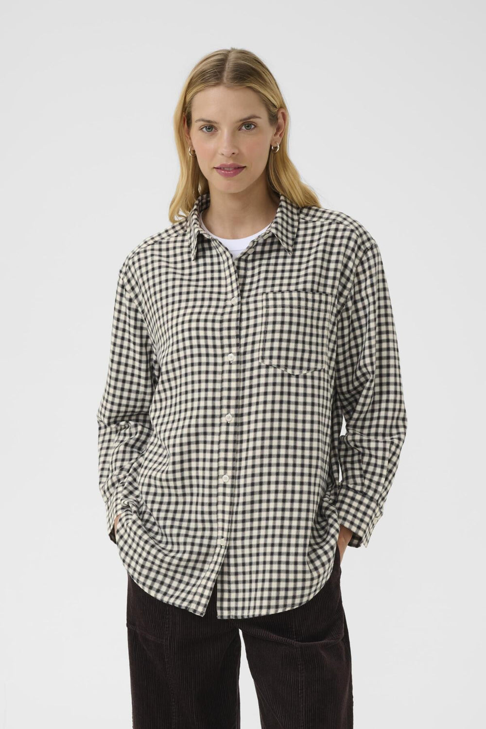 Samea Shirt Dark Navy Mini Check | Skjorter og bluser | Smuk - Dameklær på nett