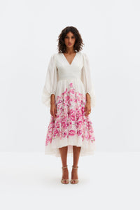 Sasia Deep V Neck Midi Dress Tulip Pink