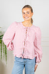 Seersucker Bow Blouse Pink Stripe