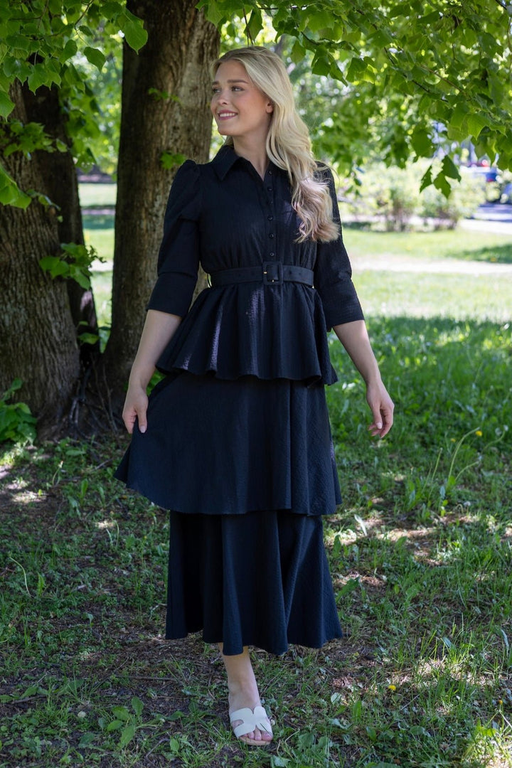 Seersucker Flounce Dress Black | Kjoler | Smuk - Dameklær på nett