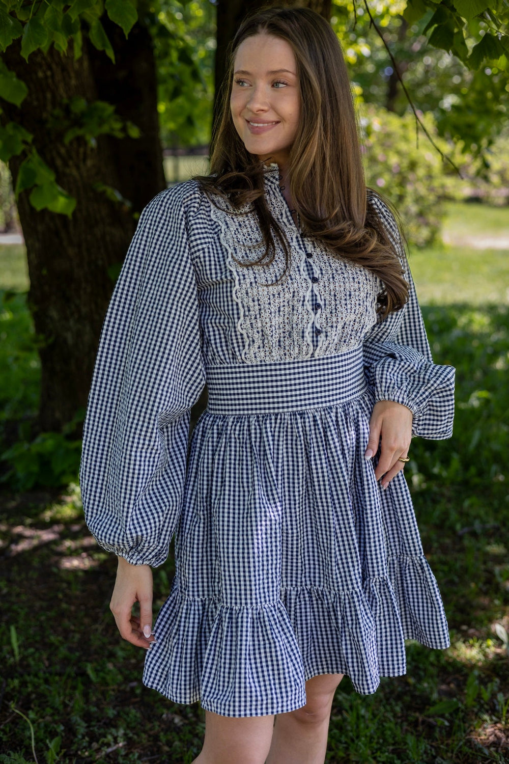 Seersucker Mini Dress Navy Checks | Kjoler | Smuk - Dameklær på nett