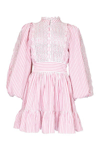 Seersucker Mini Dress Pink Stripe