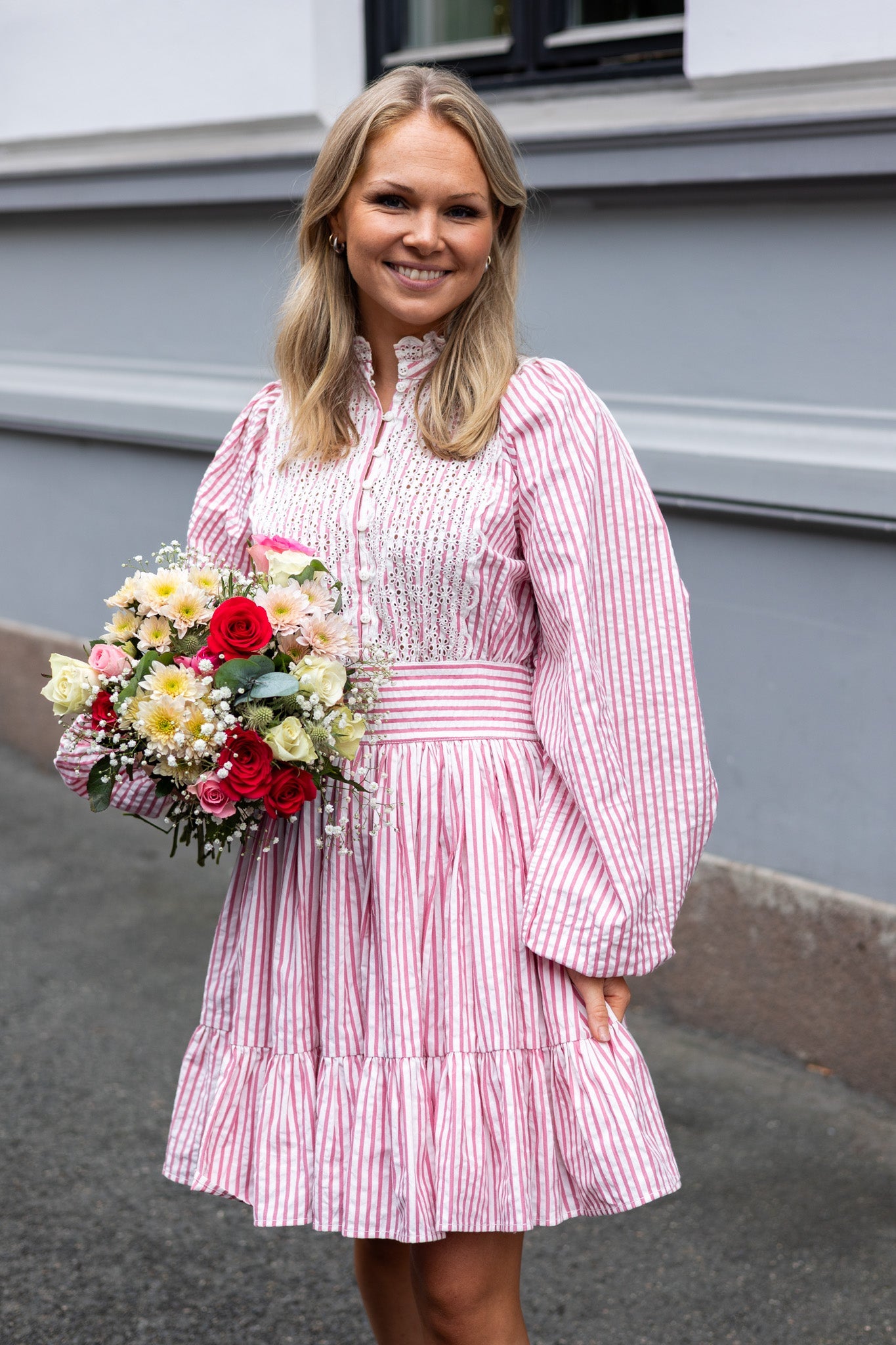Pink Seersucker Zoo Dress with Bloomers