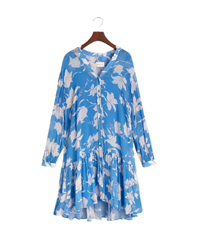 Sheer Floral Print Dress Perfect Blue | Kjoler | Smuk - Dameklær på nett