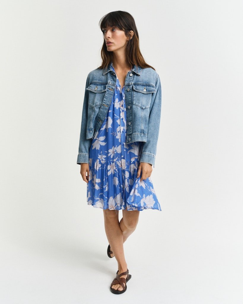 Sheer Floral Print Dress Perfect Blue | Kjoler | Smuk - Dameklær på nett