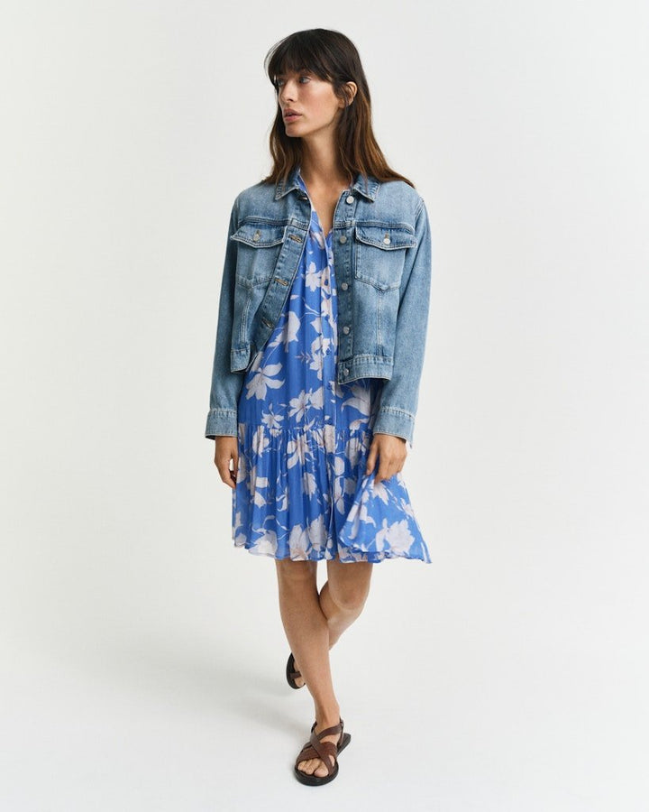 Sheer Floral Print Dress Perfect Blue | Kjoler | Smuk - Dameklær på nett