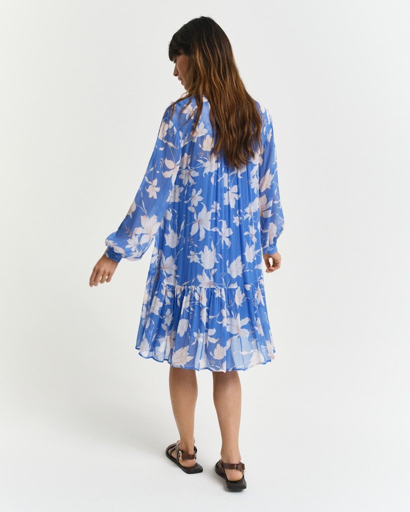 Sheer Floral Print Dress Perfect Blue | Kjoler | Smuk - Dameklær på nett