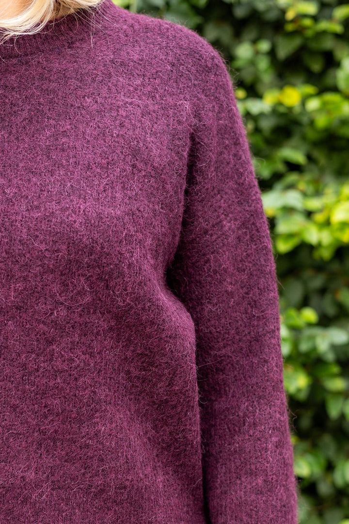 Sia Ras Ls Knit New O - Neck Fig Melange | Genser | Smuk - Dameklær på nett