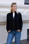 Sia Ras Ls Knit Zipper Cardigan Black