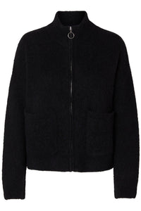 Sia Ras Ls Knit Zipper Cardigan Black