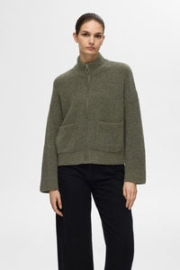 Sia Ras Ls Knit Zipper Cardigan Kalamata Melange