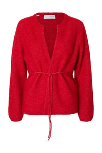 Sia Ras Ls Knit Belt Cardigan Equestrian Red Melange