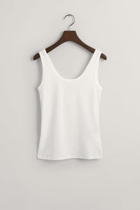 Slim Fit Ribbed Tank Top White