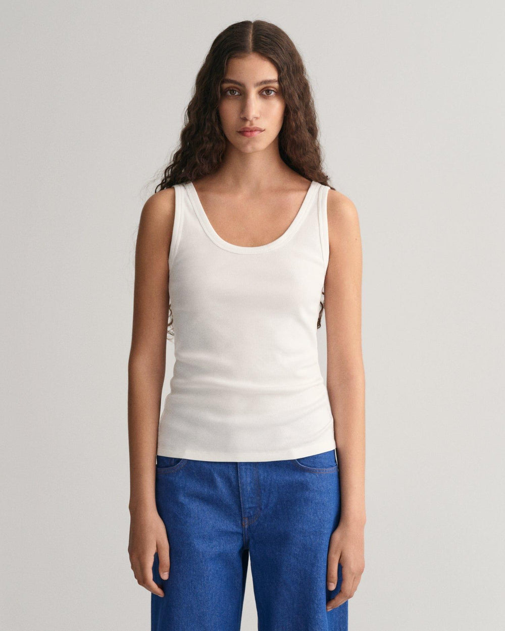 Slim Fit Ribbed Tank Top White | Topper | Smuk - Dameklær på nett