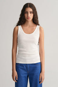 Slim Fit Ribbed Tank Top White