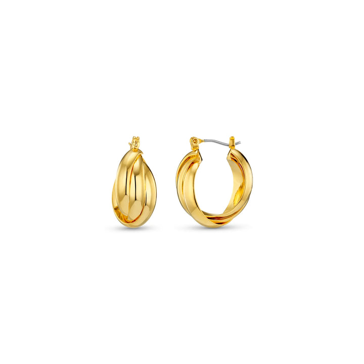 Small Interlocking Hoop Earrings Pale Gold