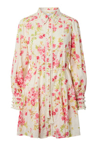 Somelli Ls Shirt Dress Birch Red Flower
