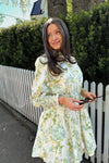 Somelli Ls Shirt Dress Birch W. Frosty Green Flowers