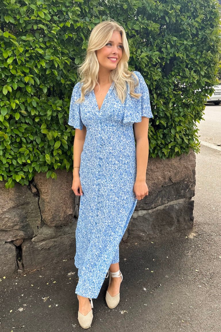 Sonja Midi Dress Blue Flora | Kjoler | Smuk - Dameklær på nett