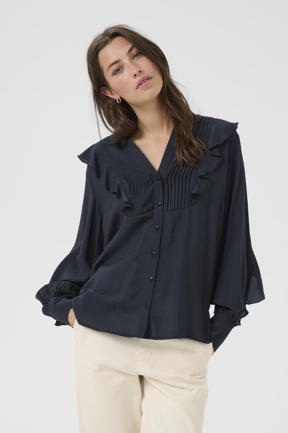 Stefani Shirt Dark Navy | Skjorter og bluser | Smuk - Dameklær på nett