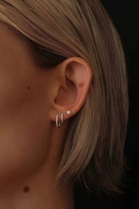 Stone Huggies Hoops 9 Mm Silver