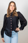 Striped Organza Blouse Black