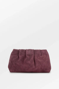 Suede Clutch Bag Maroon Brown