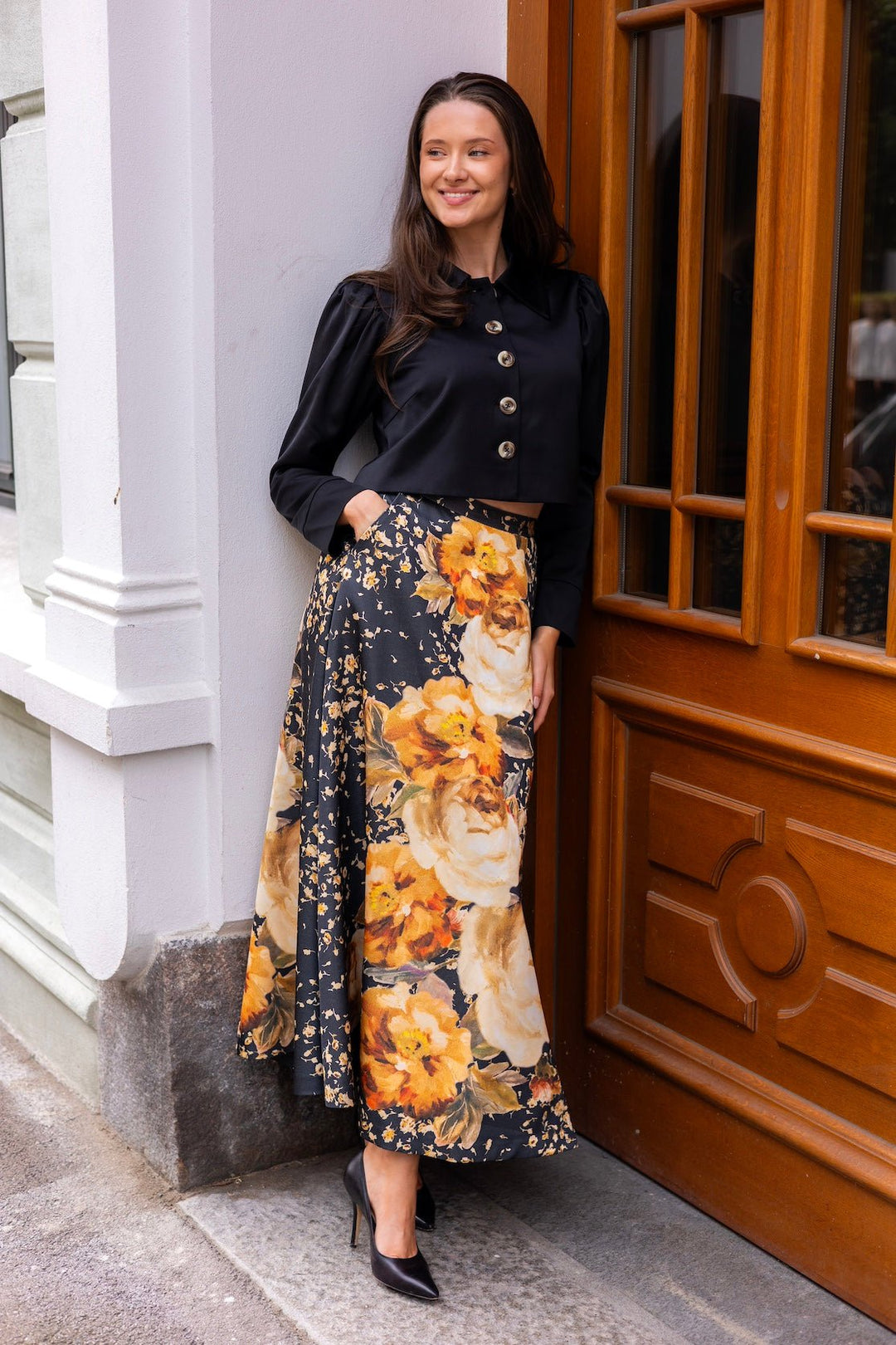 Tailored Satin Skirt Black Rose | Skjørt | Smuk - Dameklær på nett