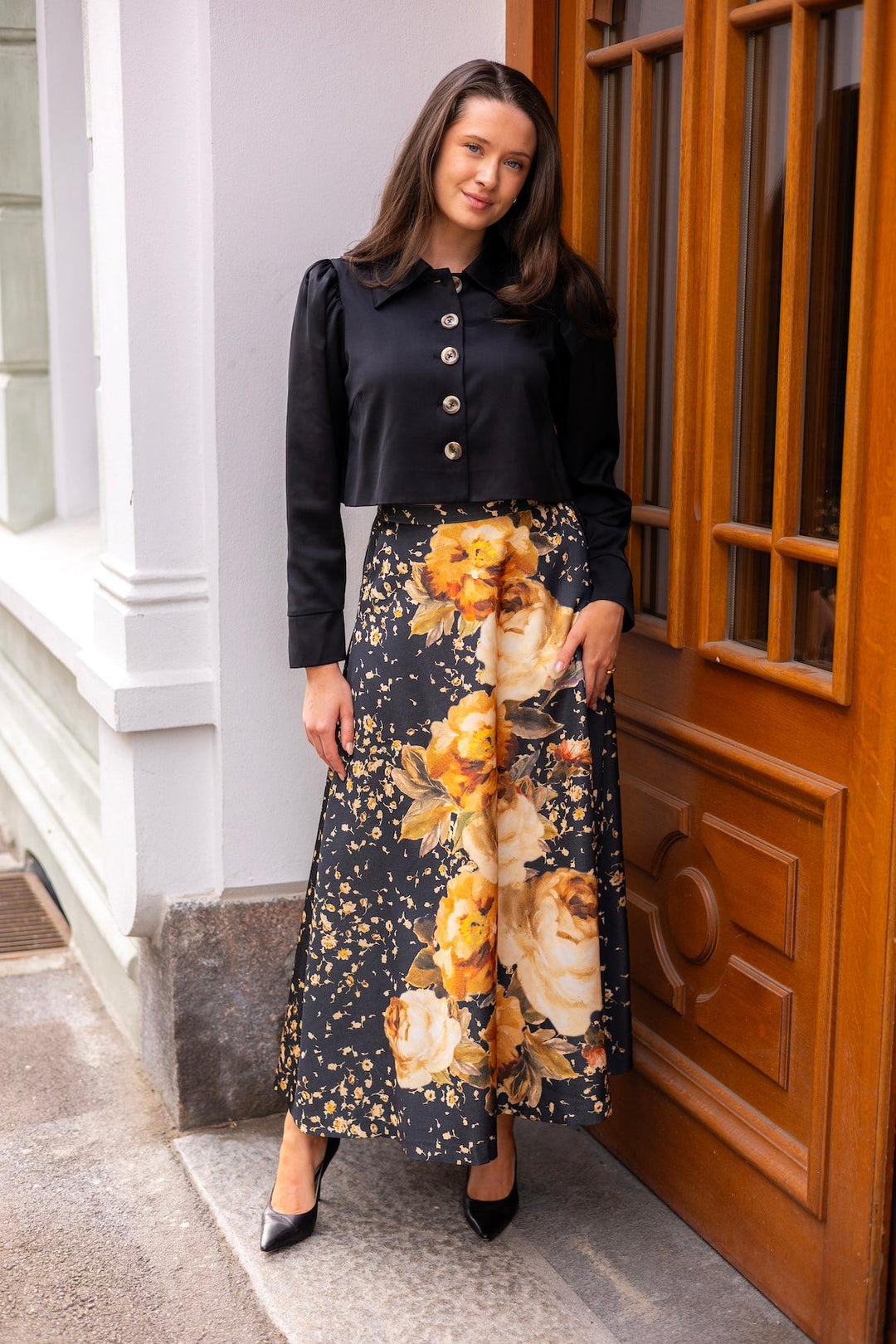 Tailored Satin Skirt Black Rose | Skjørt | Smuk - Dameklær på nett