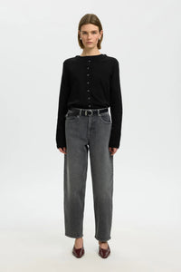 Thea Ls Knit Merino Cardigan Black