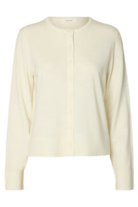 Thea Ls Knit Merino Cardigan Egret