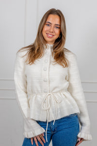 Thellis Ls Knit Cardigan Star White