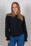 Thelma Ls Wool Blend Knit Cardigan Black