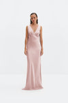 Thelma Open Back Satin Maxi Dress Blush