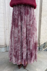 Tyll Print Midi Skirt Bordeaux
