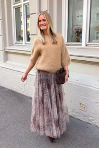 Tyll Print Midi Skirt Choco