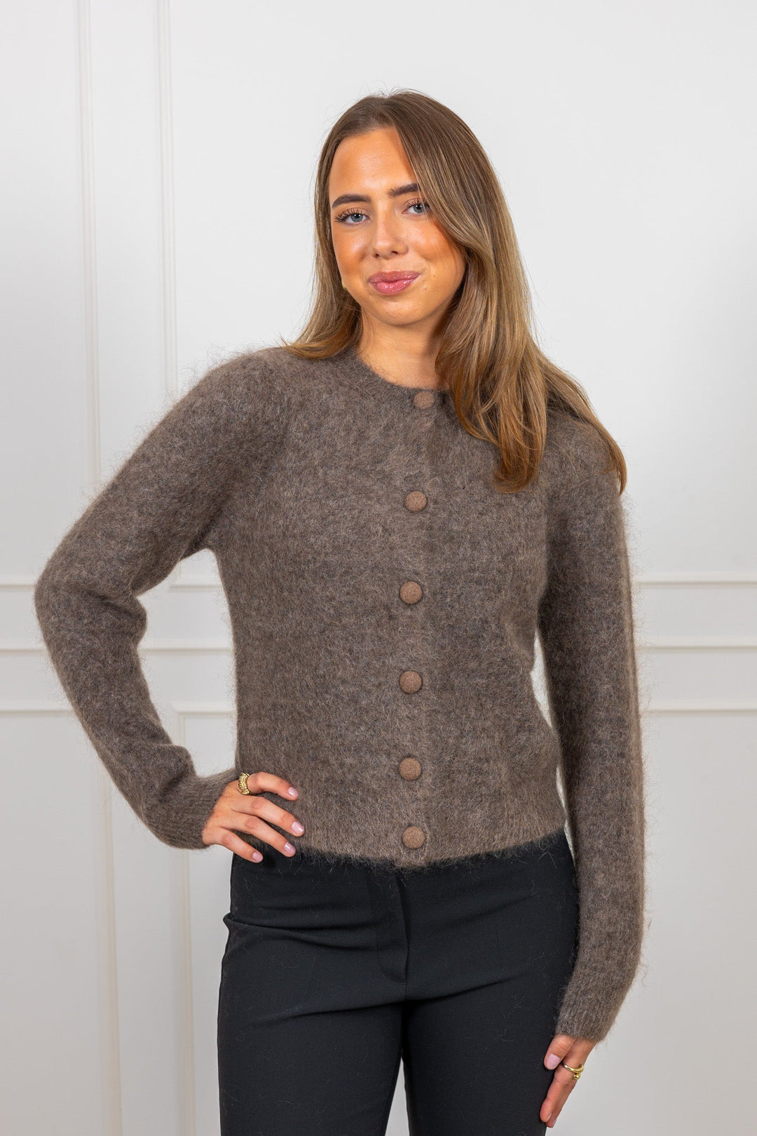 Ulla Mohair Cardigan Taupe | Genser | Smuk - Dameklær på nett